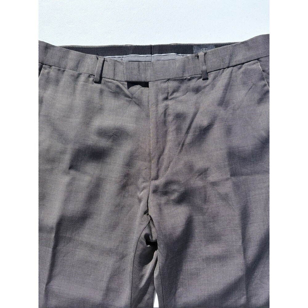 Banana Republic Dress Pants Men’s Size 34x32 Brown Print Wool Blend Flat Front